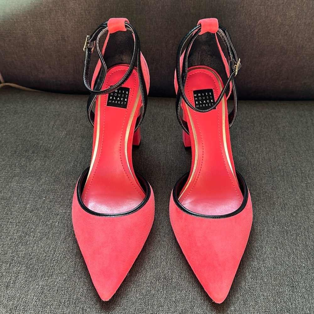 White House Black Market Pink and Black Pointed-Toe Heels